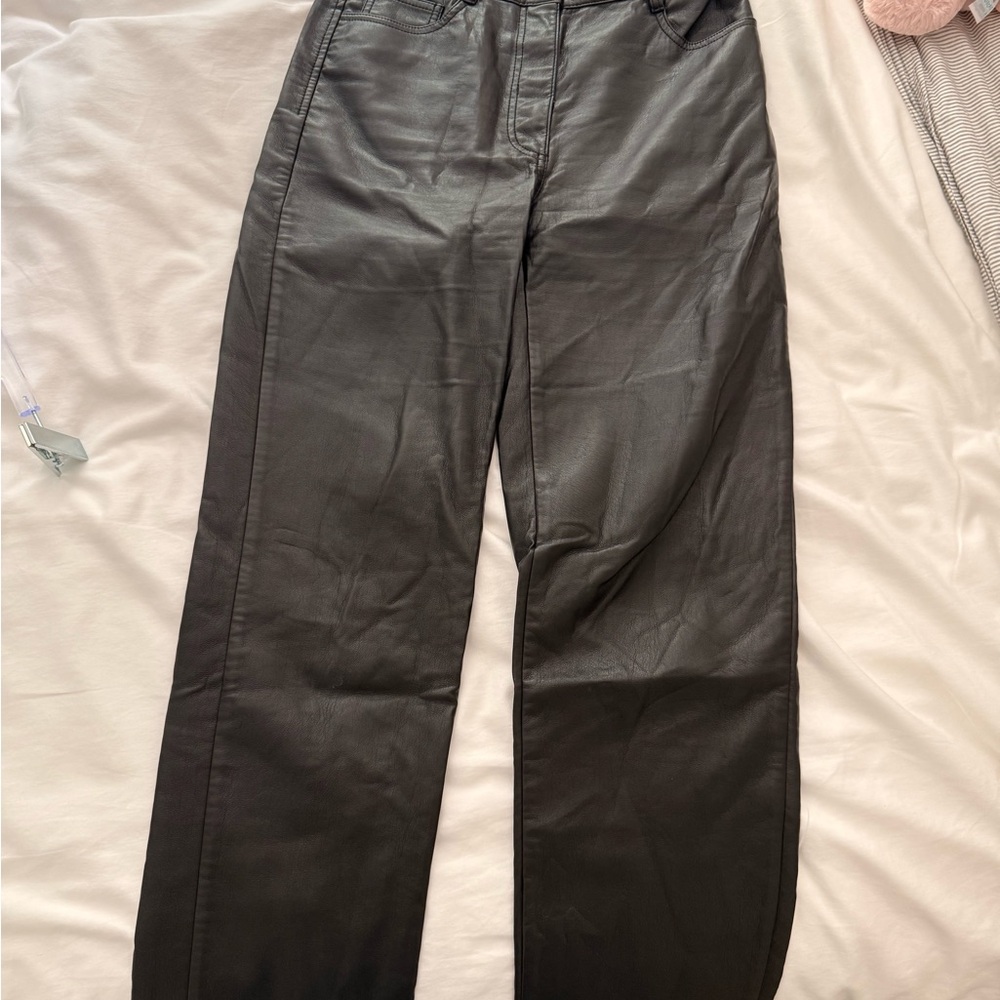 Wilfred Black Leather-Style Trousers